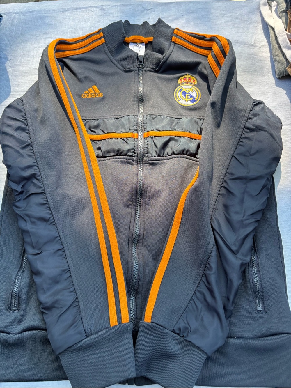 adidas Real Madrid Navy Track Jacket with Orange Trim